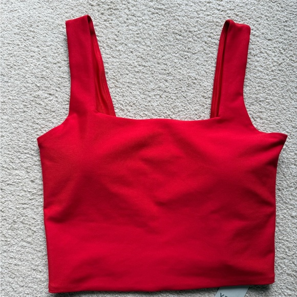 YPB Tops - Abercrombie & Fitch YPB sculptLUX Square Neck Slim Tank Top Crop Tee Red Medium